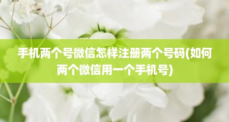 手机两个号微信怎样注册两个号码(如何两个微信用一个手机号)