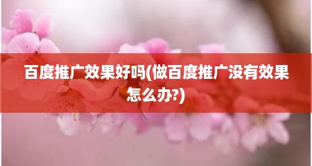 百度推广效果好吗(做百度推广没有效果怎么办?)