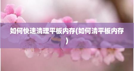 如何快速清理平板内存(如何清平板内存)