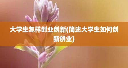 大学生怎样创业创新(简述大学生如何创新创业)