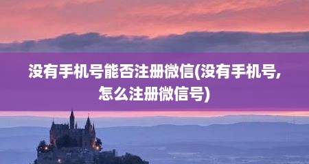没有手机号能否注册微信(没有手机号,怎么注册微信号)