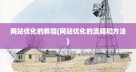 网站优化的教程(网站优化的流程和方法)