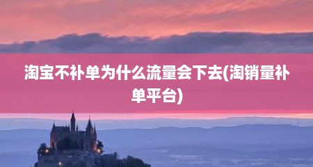 淘宝不补单为什么流量会下去(淘销量补单平台)