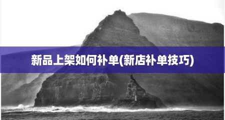 新品上架如何补单(新店补单技巧)