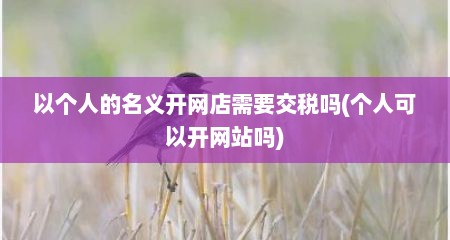 以个人的名义开网店需要交税吗(个人可以开网站吗)