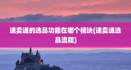 速卖通的选品功能在哪个模块(速卖通选品流程)