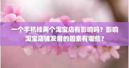 一个手机挂两个淘宝店有影响吗？影响淘宝店铺发展的因素有哪些？