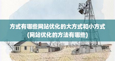 方式有哪些网站优化的大方式和小方式(网站优化的方法有哪些)