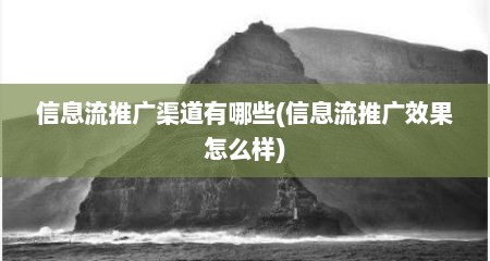 信息流推广渠道有哪些(信息流推广效果怎么样)