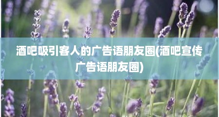 酒吧吸引客人的广告语朋友圈(酒吧宣传广告语朋友圈)