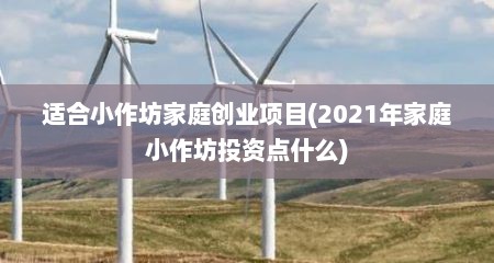 适合小作坊家庭创业项目(2021年家庭小作坊投资点什么)