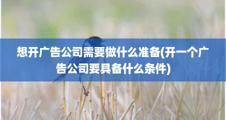 想开广告公司需要做什么准备(开一个广告公司要具备什么条件)