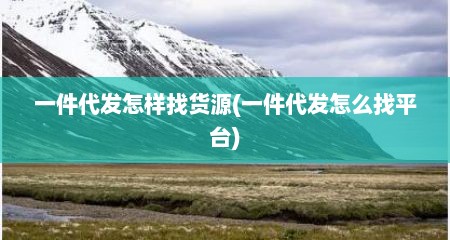 一件代发怎样找货源(一件代发怎么找平台)