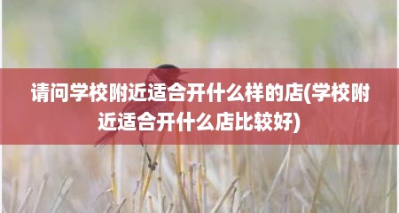 请问学校附近适合开什么样的店(学校附近适合开什么店比较好)