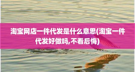 淘宝网店一件代发是什么意思(淘宝一件代发好做吗,不看后悔)