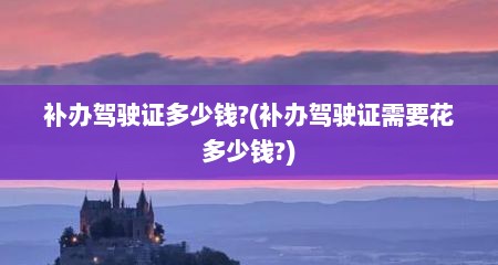 补办驾驶证多少钱?(补办驾驶证需要花多少钱?)