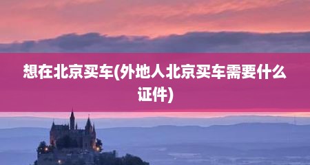 想在北京买车(外地人北京买车需要什么证件)