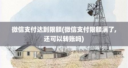微信支付达到限额(微信支付限额满了,还可以转账吗)