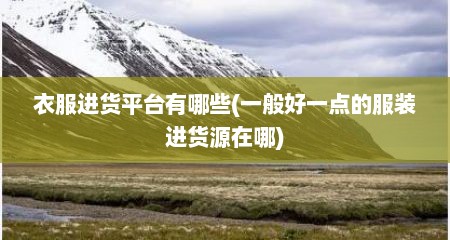 衣服进货平台有哪些(一般好一点的服装进货源在哪)