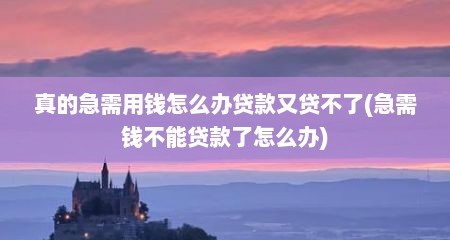 真的急需用钱怎么办贷款又贷不了(急需钱不能贷款了怎么办)