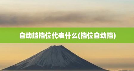 自动挡挡位代表什么(档位自动挡)