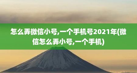 怎么弄微信小号,一个手机号2021年(微信怎么弄小号,一个手机)