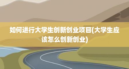 如何进行大学生创新创业项目(大学生应该怎么创新创业)