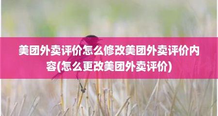 美团外卖评价怎么修改美团外卖评价内容(怎么更改美团外卖评价)