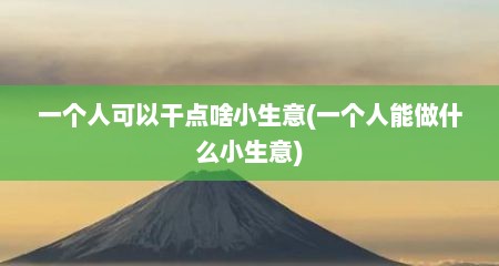 一个人可以干点啥小生意(一个人能做什么小生意)