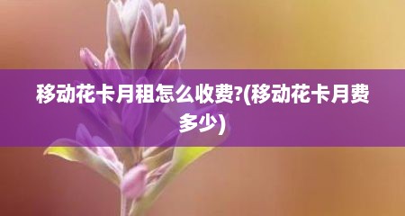 移动花卡月租怎么收费?(移动花卡月费多少)