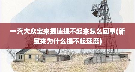 一汽大众宝来提速提不起来怎么回事(新宝来为什么提不起速度)