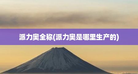 派力奥全称(派力奥是哪里生产的)