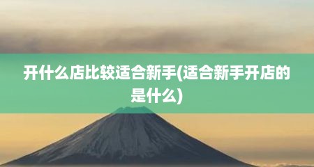 开什么店比较适合新手(适合新手开店的是什么)