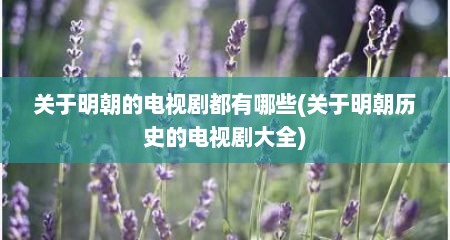 关于明朝的电视剧都有哪些(关于明朝历史的电视剧大全)