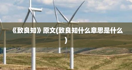 《致良知》原文(致良知什么意思是什么)