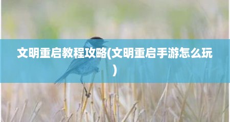 文明重启教程攻略(文明重启手游怎么玩)