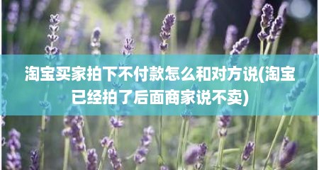 淘宝买家拍下不付款怎么和对方说(淘宝已经拍了后面商家说不卖)