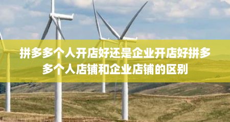 拼多多个人开店好还是企业开店好拼多多个人店铺和企业店铺的区别