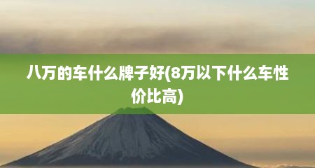 八万的车什么牌子好(8万以下什么车性价比高)