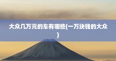 大众几万元的车有哪些(一万块钱的大众)