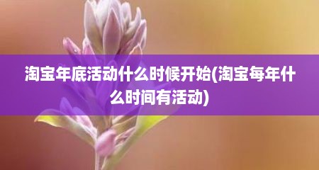 淘宝年底活动什么时候开始(淘宝每年什么时间有活动)