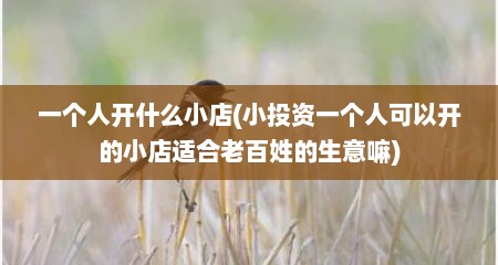 一个人开什么小店(小投资一个人可以开的小店适合老百姓的生意嘛)