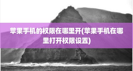 苹果手机的权限在哪里开(苹果手机在哪里打开权限设置)