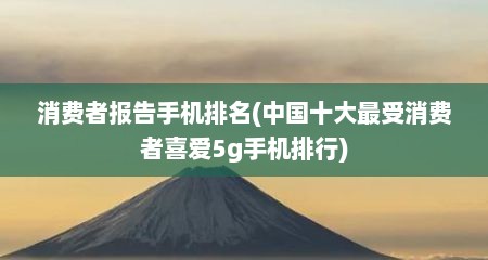 消费者报告手机排名(中国十大最受消费者喜爱5g手机排行)