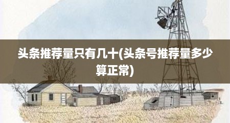 头条推荐量只有几十(头条号推荐量多少算正常)