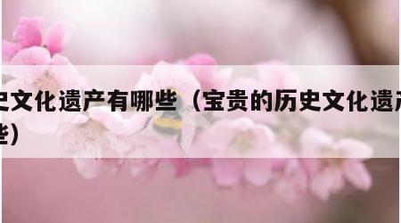 历史文化遗产有哪些（宝贵的历史文化遗产有哪些）