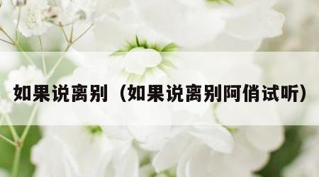 如果说离别（如果说离别阿俏试听）