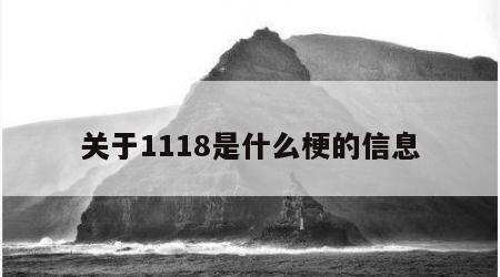 关于1118是什么梗的信息