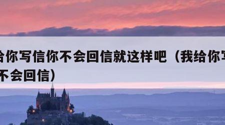 我给你写信你不会回信就这样吧（我给你写信 你不会回信）