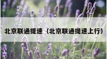 北京联通提速（北京联通提速上行）